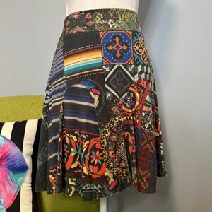 Desigual Multicolored Patchwork A-Line Skirt
